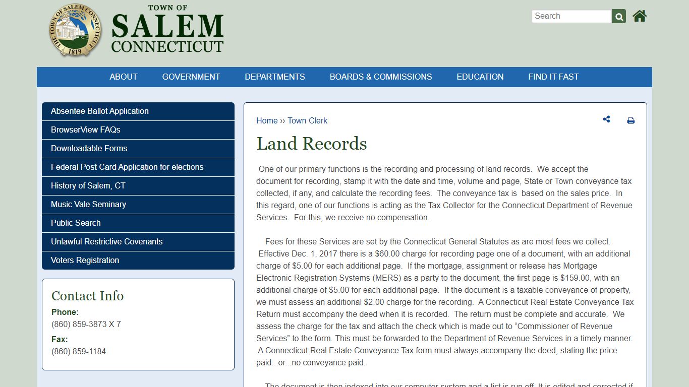 Land Records | Salem, CT